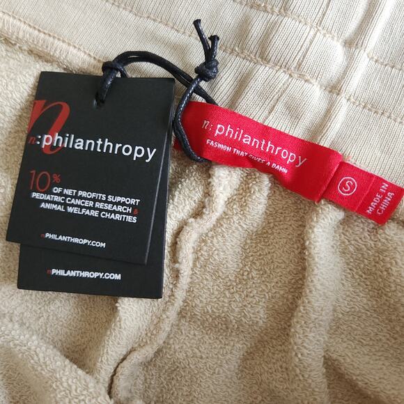 n:PHILANTHROPY Coco destroyed distressed sweat shorts in vintage bone Size S NEW - Picture 6 of 9